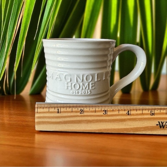 Magnolia Home Embossed Ceramic Mug – Ribbed White Stoneware - Picture 9 of 11